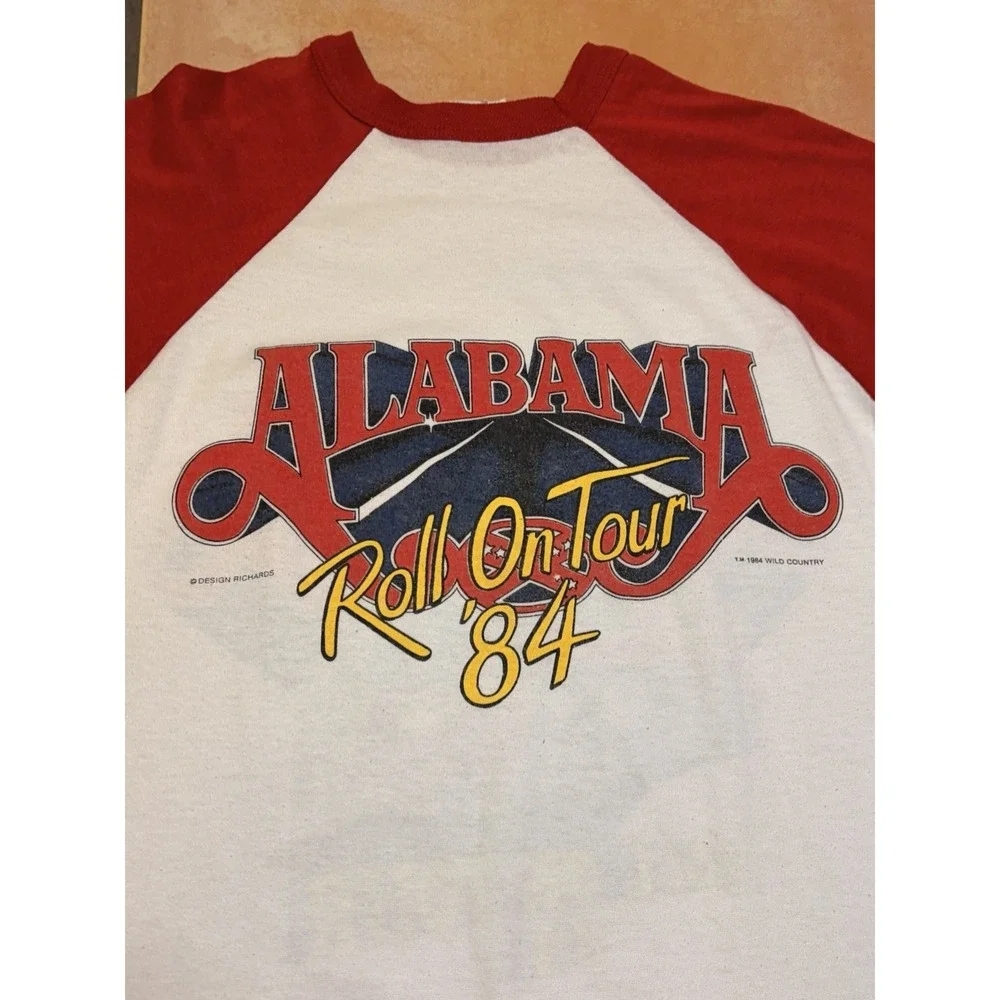 Vintage Alabama 1984 Tour Concert Raglan Jersey / Shirt Made In USA